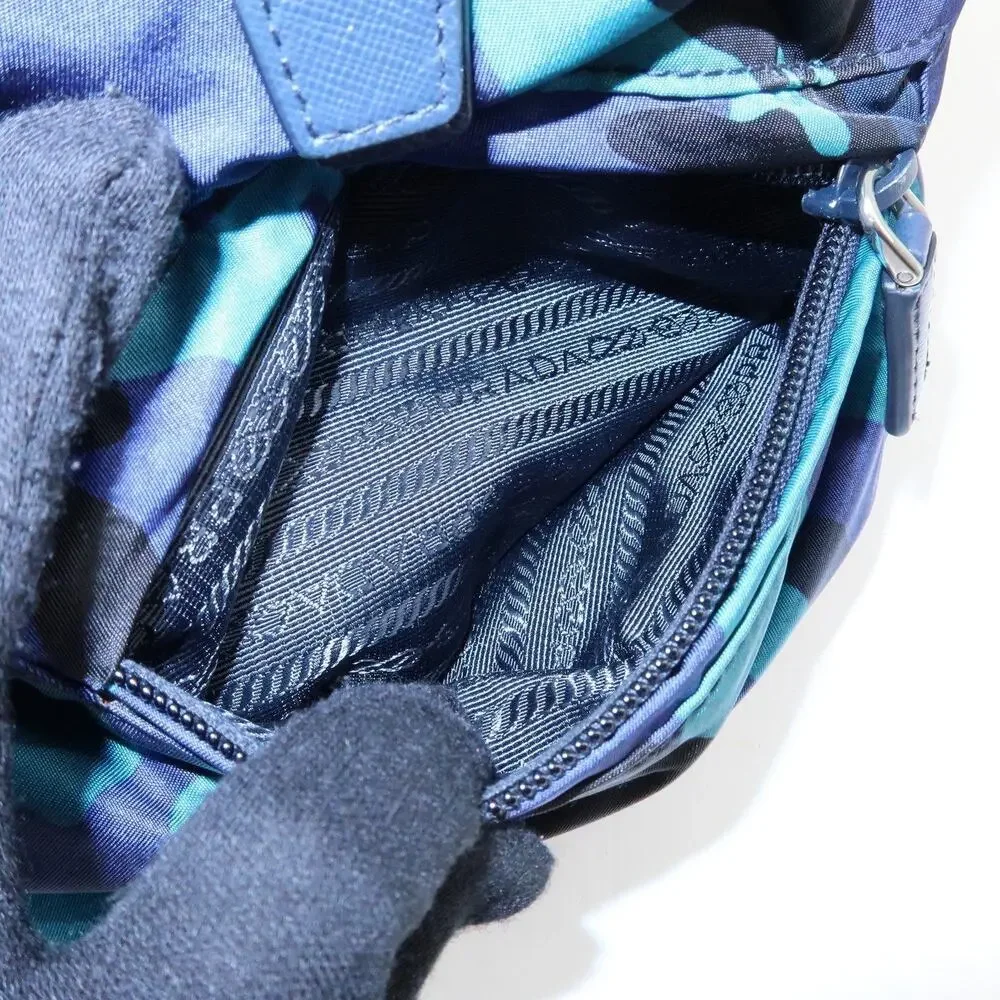 Prada Triangle Logo Nylon Backpack Blue